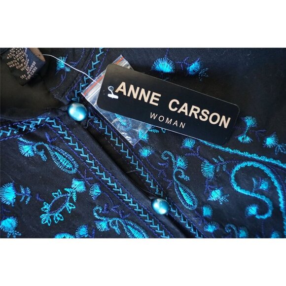Anne Carson Paisley Turquoise Peacock Jewel Long Jacket, Size 1X NWT - Picture 3 of 8